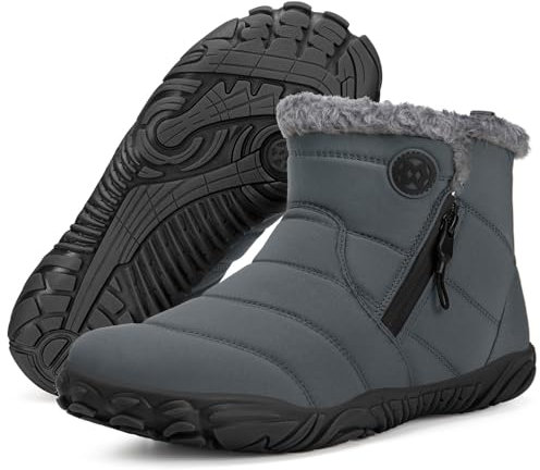 Barefoot Stivali Uomo Invernali Donna Caldo Scarpe Inverno Outdoor, Grigio Scuro, 40 EU