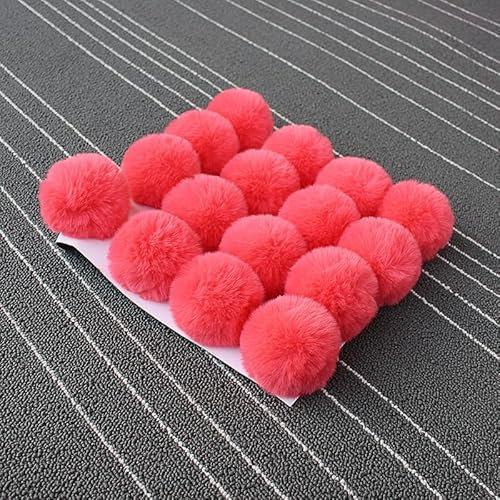 SYSUII 20 Stück 6CM Kunstfell Pompon Kunstfell Bommel,Kunstfell Bommel Pompon Pom Ball DIY Fell Pom Poms Künstlicher Haarball für Mützen Beanies Tasche Schlüsselanhänger Anhänger Dekoration -Pink