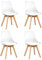 SHIITO - 4 Sillas de Comedor de Estilo Nórdico - 47 x 42 x 84 cm - Modelo Karlson - Pack de Diseño Sencillo y Elegante - con Patas de Haya - Color Blanco