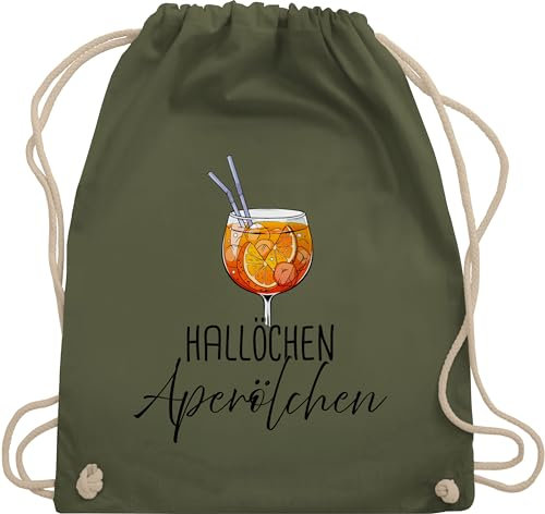 Turnbeutel Rucksack - Karneval & Fasching - Taschen - Hallöchen Aperölchen I Aperol Spritz Mädelsabend I Aperol Spritz Geschenk - Unisize - Olivgrün - beutel festival karnevalsbeutel faschings