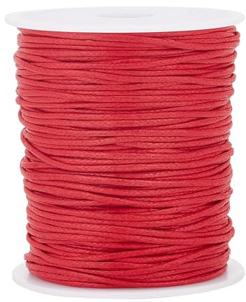 PH PandaHall 1.5mm Waxed Cord, 100 Yards Red Waxed Threads Wax Cotton Cord Waxed Beading String Twine for DIY Bracelet Necklaces Dreamcatcher Jewellery Making Sewing Macrame Sewing Project