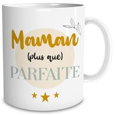 DECOHO - Mug en céramique Maman Plus Que Parfaite - 33 cl, Céramique - Imprimé en France - Blanc
