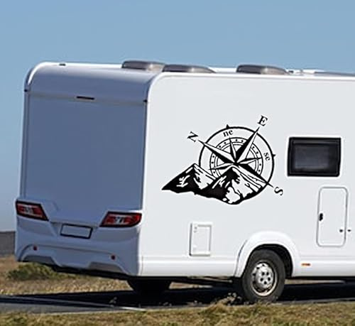 Grafic Adesivi Rosa dei Venti per Camper Montagne Vinile Decalcomanie Set Camper Van Caravan roulotte Auto Kit Completo di 2 Adesivi per Camper fuoristada Auto (CM 58X42 (Medio))