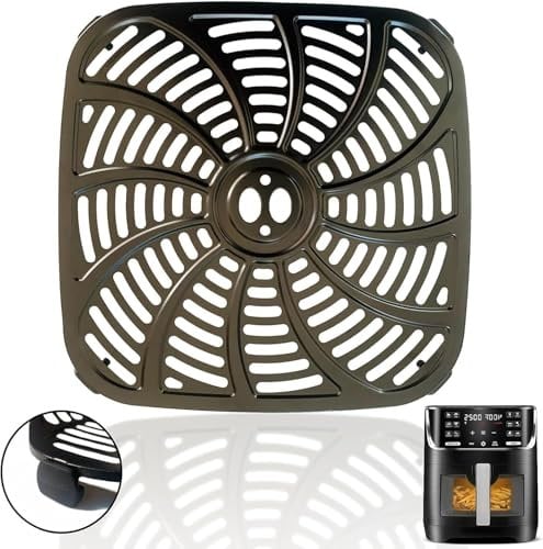 Chengziyue 8QT Square Air Fryer Tray for Gourmia GAF824 Air Fryers, Upgraded Double Layer Nonstick Coating Air Fryer Grill Pan Crisper Plate Rack Grate Shelf for 8QT Gourmia Air Fryer, Dishwasher Safe