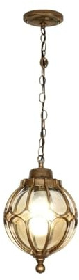 Modern Pendelleuchte Retro-Aluminium-Kronleuchter for draußen Glas Vintage Outdoor Pendelleuchte Wasserdichte Außenlaterne Hängelampe for Veranda Patio Eingang Garten Bauernhaus(Color:Gold,Size:18cm/7