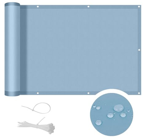 COOL AREA Brise Vue Balcon 90x600cm PES,Imperméable à l'eau, Protection UV,Protection de la Vie privée des balustrades de Balcon,Gris-Bleu