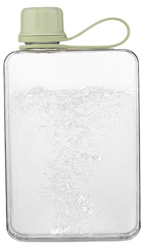 Klare Flasche, klare Wasserflasche, 500 ml quadratische flache Wasserflasche, Sommerwasserflasche, Sportwasserflasche, auslaufsichere, schlanke Kaltflasche für Handtasche und Tasche