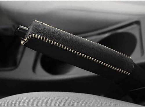 Auto Handbremse Abdeckung für Skoda Roomster/Yeti/Yeti Outdoor 5L/5L Facelift 2006-2017, Universal Leder Griff Protector Rutschfeste Handbremsgriff SchutzhüLle ZubehöR,B/Black-Beige Line