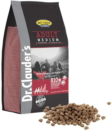 DR.CLAUDER’S - Best Choice Adult Medium | Trockenfutter für kleine und mittelgroße, ausgewachsene Hunde zur Unterstützung der Verdauung. Weizenfreies Alleinfutter im Beutel | 4kg Geflügel