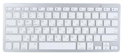 Fockety Tastiera Wireless Bluetooth, Tastiera Bilingue Sottile e Silenziosa, Tastiera Wireless con Layout Qwerty per Desktop, PC, Laptop, per Android, per per Smart TV, per OS X