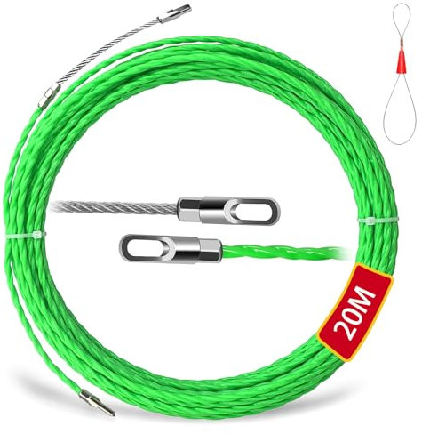 20m Aiguille Electricien, Tire Fils Electrique 4,5 mm Diamètre Aiguille Passe Cable Tire Fils Electricien Aiguille avec Tête Flexible de Guidage, pour la Pose de Câbles (20M)