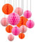 ZYOOO 12pcs Seidenpapier Wabenkugeln, 15/25cm Aufhängen papier Wabenbälle für Geburtstag, Hochzeit, Verlobung, Feiertage, Herbst Dekorationen (Rosa,Orange)