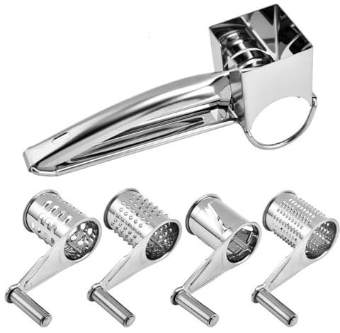 Pasdrucn Cheese Grater with Crank, Parmesan Grater with 3 Different Grating Options, Parmesan Mill, Cheese Grater, Professional Kitchen Grater for Hard Cheese (A)