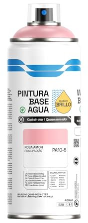 H HANSEL HOME Pintura Spray Base Agua 400ml - Para Muebles, Metal, Plástico y Madera - Ecológica y Sin Olor, Colores Duraderos - Rosa Amor, 1 unidad