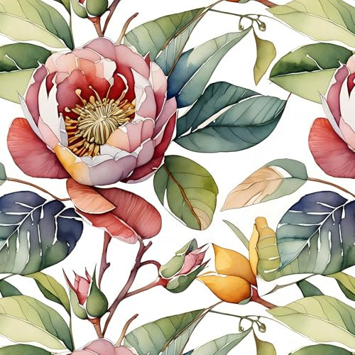 frelook Papel pintado autoadhesivo para pared, diseño de flores y plantas, verde, vintage, para muebles, paredes, salón, dormitorio, resistente al agua, diseño floral para muebles, 40 x 500 cm