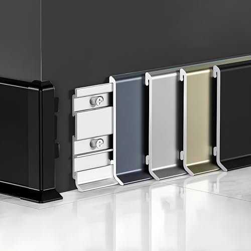Raouoae Sockelleisten Aus Eloxieren Aluminium Skirting Board Robust Und Langlebig Fliesenleisten Länge 125 Cm * 2 Stück Für Boden, Wandfugen-Abdeckungsspalt, Fussbodenleiste(Grau,Höhe: 8 cm)