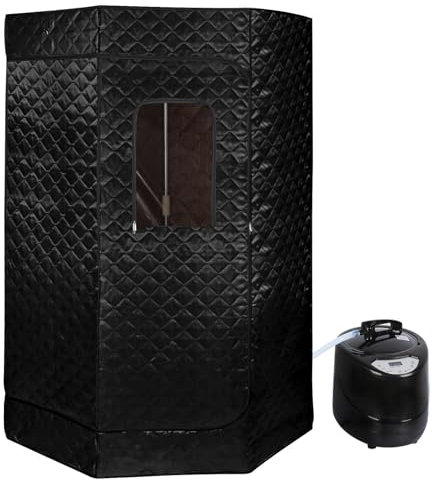 Sauna portátil 3L sauna exterior, sauna (sin silla), spa portátil con 1500 W vapozone portátil, mando a distancia, sauna portátil Maigrir, Detox90 x 90 x 180 cm-3L negro