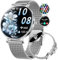 SUNKTA Smart Watch Women 6.8mm Ultra Thin Round 1.43 AMOLED for Android iOS Ladies Smartwatch with Bluetooth Phone Calls,Pedometer/Calories/Heart Rate/Sleep/SpO2 Monitor,100+ Sports Modes,Silver