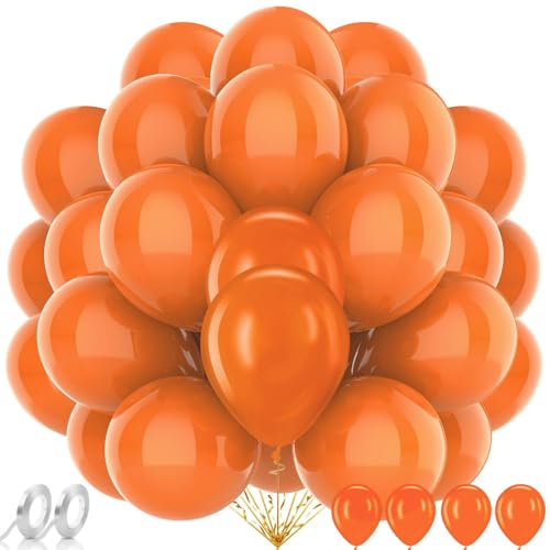 AhfuLife 100 Stück Orange Luftballons Geburtstag, Helium Luftballons Orange, Ballon Premium Girlande für Faschings, Klassenzimmer, Hochzeit, Garten, Halloween, Abschlussball Deko