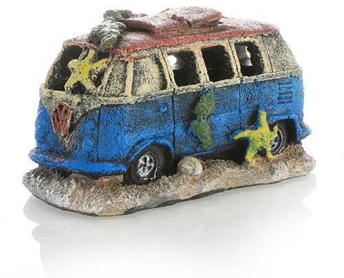 Yoaeyok Aquarium-Versteck Harz Ornamente Simulation Auto Bus Wrack Aquarium Landschaftsbau Dekorationen Ornamente für Wassertiere zum Paaren, Spielen und Ausruhen