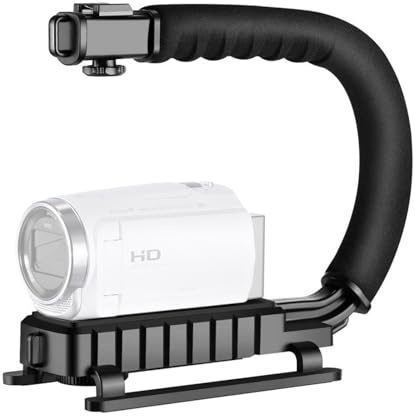 U-Grip Camcorder-Stabilisator-Griff, DSLR-Handheld-Gimbal, C-Form, Video-Stabilisator mit Blitzschuh-Halterung, unterstützt bis zu 2 kg für Smartphone und Kamera