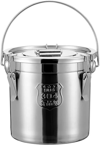 Milchkanne Aus Edelstahl Mit Verriegelbarem Deckel, Vorratsbehälter Für Tee Kaffee Mehl Reis Getreide Öl Trocken Nass Lagerung, Metall Speisekammer Kanister Edelstahl Offen, 25 * 25CM/10L