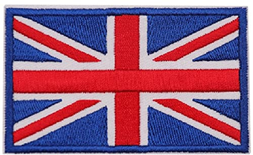 4 x Union Jack GB Flag Embroidered Iron On Patch British Emblem UK Great Britain Applique Fabric Badge for Bags Jackets Coats Trousers Hats