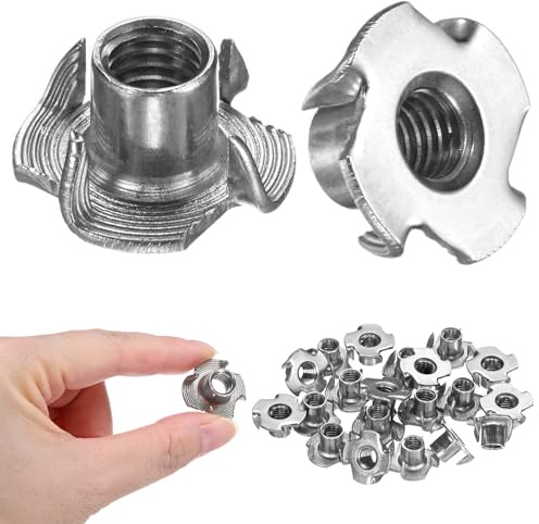 M METERXITY 20-Pack M8x11mm T-nut, 4-Pronged Tee Nut Threaded Insert | Stainless Steel, for Wood, Rock Climbing Holds, Furniture, Corrosion Resistant Fasteners