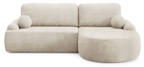 Lookway Rundes Ecksofa Cleo II, Poso 105, Rechte Seite, 264x172 cm | Eckcouch mit Schlaffunktion & Bettkasten, Höhe 89 cm, Schlafsofa für Gäste und Alltag