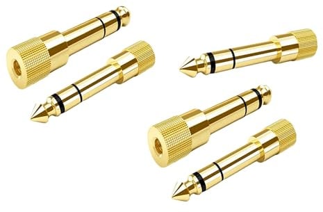 Dunamis 5 x Headphone Jack Adapter, Gold Plated Headphone Adapter 6.35mm (1/4 inch) Male to 3.5mm (1/8 inch) Female Audio Plug, Aux Jack Converter for Electric Keyboard, Speaker (5)