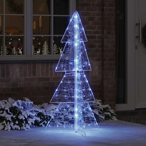 Runheo Árbol de Navidad acrílico con 160 LED azul 150 cm alimentado por USB para salón, jardín, terraza, decoración festiva con luz duradera y elegante adorno de árbol de Navidad colgante y figura