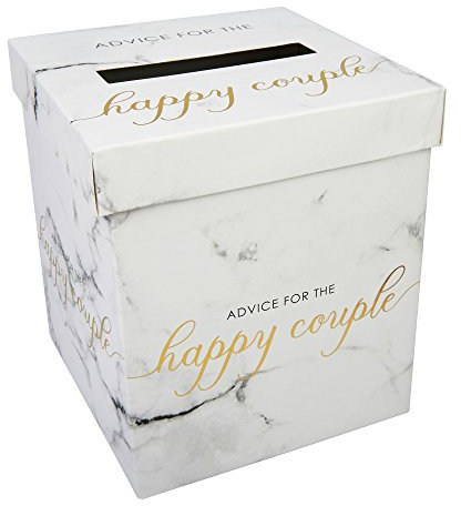 Neviti - Scripted Marble - Wedding Wishes Post Box,14.5 x 14.5 x 17 cm