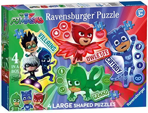 Ravensburger PJ Masks - 4 Large Shaped Jigsaw Puzzles (10, 12, 14, 16 piece) for Kids age 3 years and up