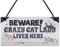RED OCEAN Plaque à suspendre amusante Crazy Cat Lady pour amoureux des animaux, décoration d'intérieur, cadeau de porte