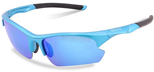 DUCO Polarisierte Sport-Sonnenbrille zum Laufen Radfahren Angeln Golf TR90 Unbreakable Rahmen 6213 (Blau)