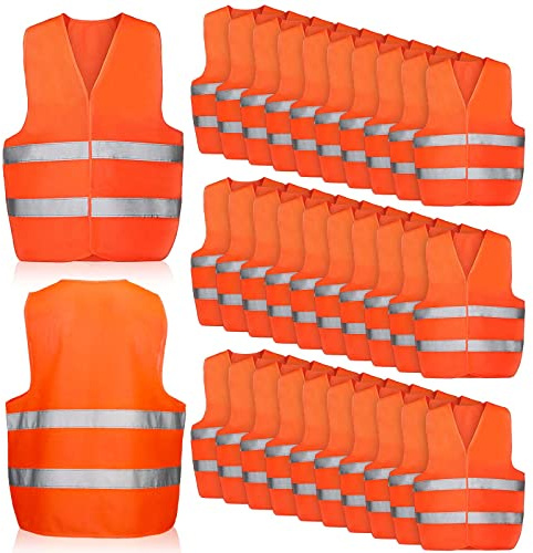 Tarpop 60 Pack Safety Vests Bulk High Visibility Reflective 2 Strips,Orange