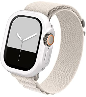 RhinoShield Bumper Case kompatibel mit Apple Watch Ultra 3 / Ultra 2 / Ultra [49 mm] | CrashGuard NX - Stoßdämpfende Schutzhülle im schlanken Design, rutschfest - Klassik Weiß