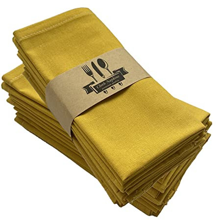 ZOYIEP Stoffservietten Leinenservietten,4/6 / 8er Set 100% Baumwolle und Leinen Servietten Stoff, Stoffservietten Leinen 40 x 40 cm Kitchen Stoffservietten Dekoration (Gelb,6er Set)