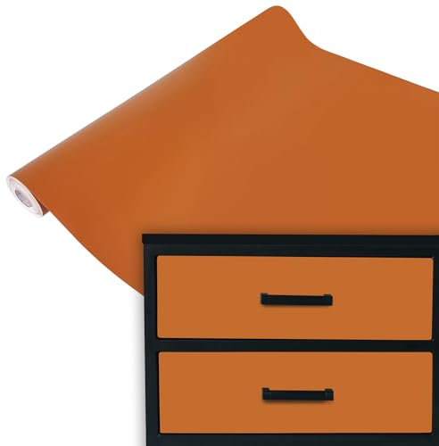 DecoMeister Klebefolie Möbel 67,5x100 cm | Selbstklebende Möbelfolie in matten und glänzenden Farben | Klebefolie für Möbel - einfache Anwendung und stilvolle Umgestaltung | Orange Matt