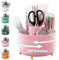 Cayxenful 360 Grad Stiftehalter Drehbar, Aesthetic Schreibtisch Organizer Kinder mit 5 Fächern,Große Kapazität Stifte Organizer-Desk Organisation für Büro, Schule, Zuhause Stifte Organisation (Rosa)