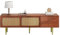 kubeier TV Lowboard Vintage, TV Schrank Holz 160 cm mit Rattan-Schiebetüren und praktischen Schubladen, Lowboard Schrank TV Tisch Sideboard Kommode für Wohnzimmer Schlafzimmer