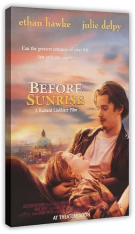 NEDOES Filmposter Before Sunrise auf Leinwand, Poster, Wandkunst, Dekor, Bild, Gemälde für Wohnzimmer, Schlafzimmer, Dekoration, Rahmenstil, 20 x 30 cm