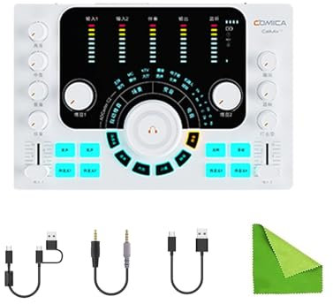 Comica ADCaster C2 White Audio Interface with Individual Control, Voice Changer, Customized Sound Pad and Bluetooth Connection for Streaming, Podcast, Recording,on Phones or Computer