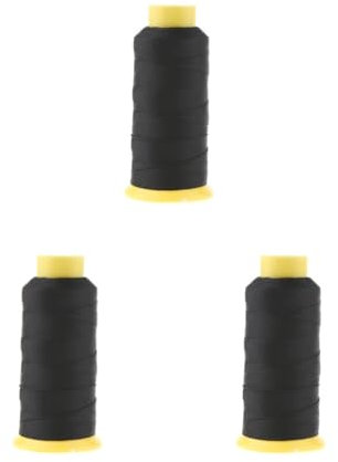 3 set di 200 m di filo da cucito in nylon per tappezzeria pelle nero