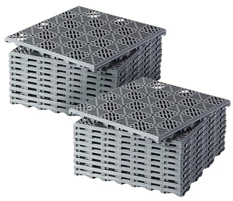 Home Hacks Garden Plastic Tiles 30x30cm Heavy Duty & Durable Interlocking Walkway Floor Path Patio Non-Slip Decking Waterproof Patio Lawn Tile for Pathway & Terrace (20x Grey)