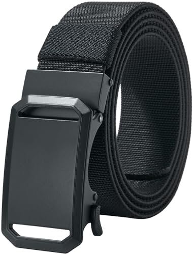 LionVII Ceinture élastique à cliquet avec boucle automatique, réglable et extensible, ceinture de travail pour homme, 130 cm (Noir)