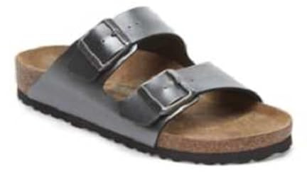 Birkenstock Arizona - Sandalo Con DOPPIA Fascia E Chiusura Con Fibbie, Metallic Black N, 7.5 UK