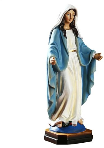 Zasdvn Statue Our Lady Of Grace Gesegnete Jungfrau Maria, 22,4 cm, katholisches Geschenk, Kunstharz, Jungfrau Maria, Skulptur, Muttergotteskulptur, Desktop-Garten, Kunstharz-Skulptur