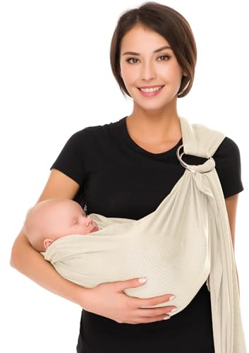 CUBY Summer Baby Sling Carrier, Wrap Baby Carriers from Newborn, Mesh Ring Quick Dry Fabric Toddler Carrier Breathable Adjustable Easy Carry Soft Nursing Cover Baby Sling for Walking Swimming 13.6 kg