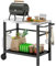 Outsunny Carro de Plancha para Exteriores con encimera de Acero Inoxidable, Carro de Barbacoa con Estante, Carro de jardín con Ganchos, toallero, 2 Ruedas, 102x50x81cm, Gris Marengo